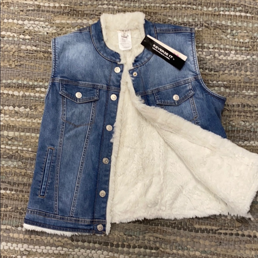 Tribal Reversible Denim/faux fur Vest